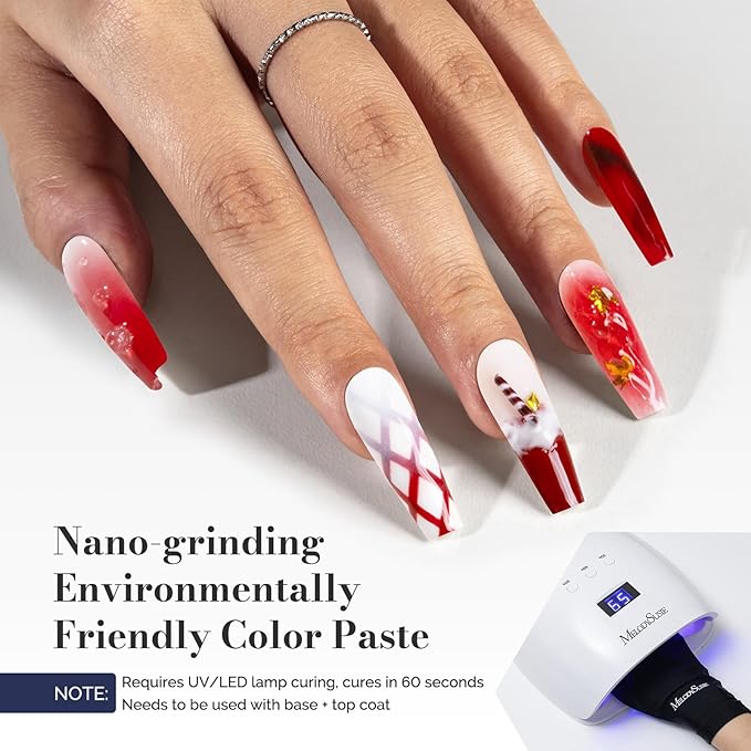 MelodySusie Fleurwee Plant Based Gel Nail Polish, 2 Pcs Hema Free Gel Polish Red Brown and Rose Red Nail Polish 21 Non Toxic Long Lasting Fall Nail Art Salon DIY Manicure at Home Gift for Women