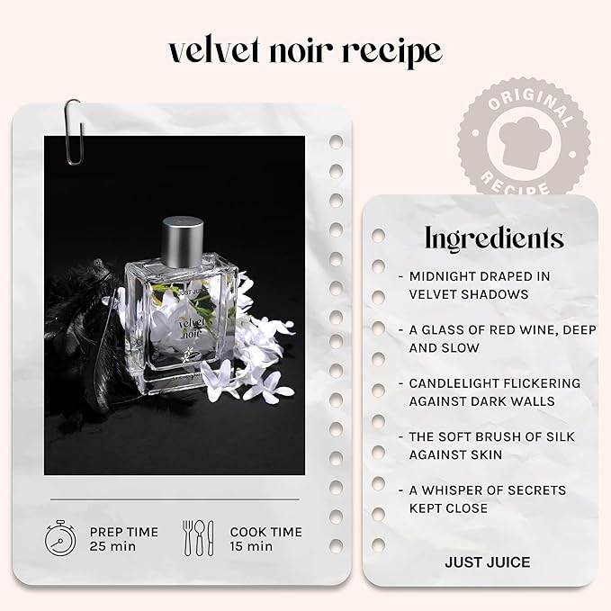 Just Juice Velvet Noir - Crisp Jasmine Perfume for Women and Men - Floral Musk Perfume with Apple, Rose, Geranium, Amber - 3.4 oz