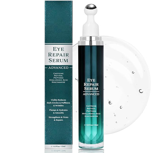 Under Eye Cream for Dark Circles and Puffiness, Eye Serum with Caffeine, Retinol, Peptides & Hyaluronic Acid.