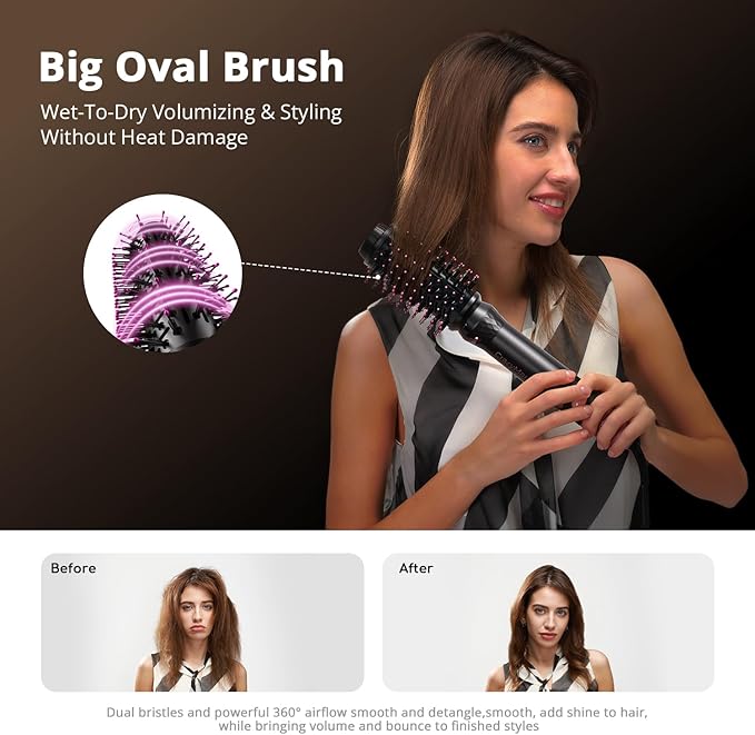 7-in-1 Air Wrap Hair Styler, Fast Drying Blow Dryer & Curling StylingTool, Hot Air Styler No Heat Damage, Hot Air Styler Wrap for Curling Volumizing Straightening Styling(Rose Pink)