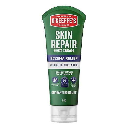 O’Keeffe’s Skin Repair Eczema Relief Body Cream, 7oz Tube (Pack of 1) – 48 Hour Itch Relief in One Use