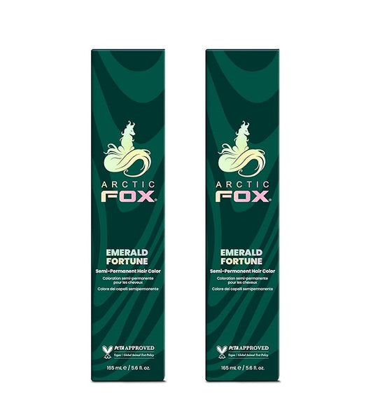 Arctic Fox Semi-Permanent Hair Color Dye, Emerald Fortune, Vibrant Teal Green, Vegan & Cruelty-Free, Ammonia-Free, Hydrating Formula, For All Hair Types, 5.6 Fl Oz (Pack of 2)