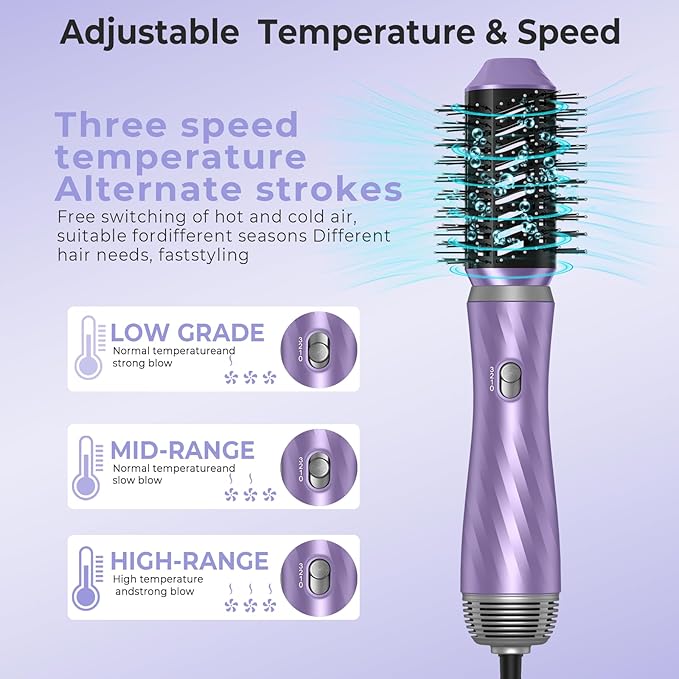 6 in 1 Hair Dryer Brush, Upgrade Detachable Blow Dryer Brush Air Styler Wrap Air Curler, Curly Twist Hot Curling Iron, Negative Ion Blow Dryer Hot Styler, Travel Hair Styling Tool