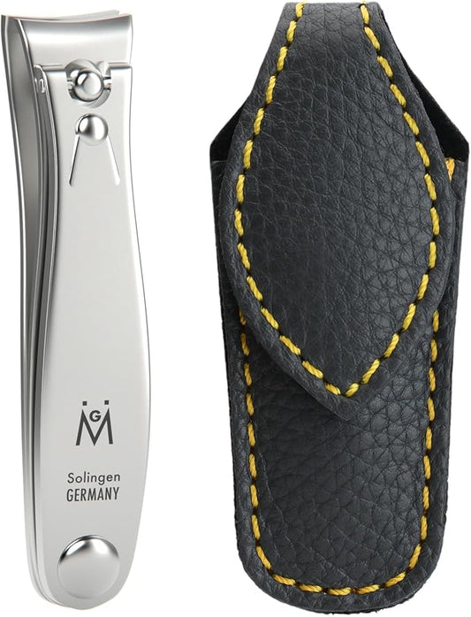GERMANIKURE Professional Small Nail Clipper (6 cm) - FINOX Surgical Stainless Steel Manicure and Pedicure Tools in Leather Case- Ethically Made in Solingen Germany - 4711 - Travel Size Nail Care