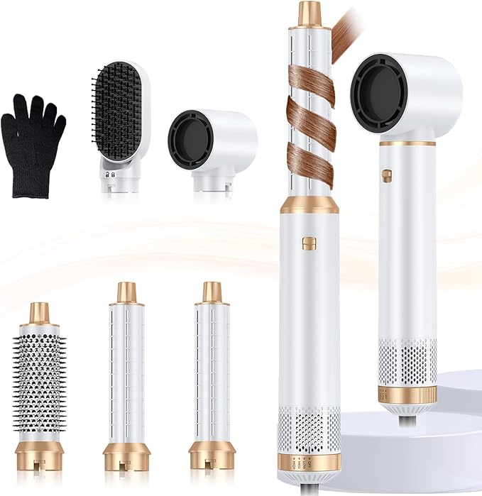 Blow Dryer Brush 5 in 1, Negative Ion Hair Dryer Brush Set Upgrade Hot Air Brush Air Styler Curling Wrap Air Curler, Curling Iron Hair Styling Tools As A Gift for Straight/Curl/Drying/Smoothing