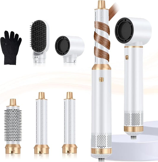 Blow Dryer Brush 5 in 1, Negative Ion Hair Dryer Brush Set Upgrade Hot Air Brush Air Styler Curling Wrap Air Curler, Curling Iron Hair Styling Tools As A Gift for Straight/Curl/Drying/Smoothing