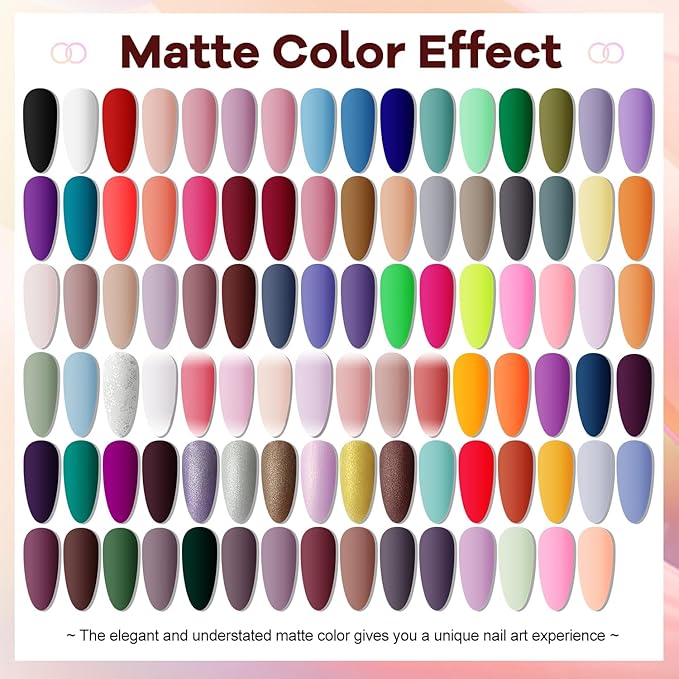 JODSONE 100 Bottles of Gel Nail Polish Kit with U V Led Light 95 Multiple Glossy Glitter Colors Mint Green Light Pink Nail Gel Base Coat Glossy and Matte Top Coat