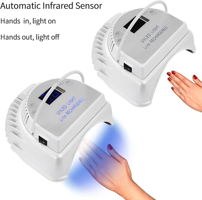 64W Rechargeable Pro LED Gel Nail UV Light UV LED Nail Lamp Cordless Led Light for Nails(White)