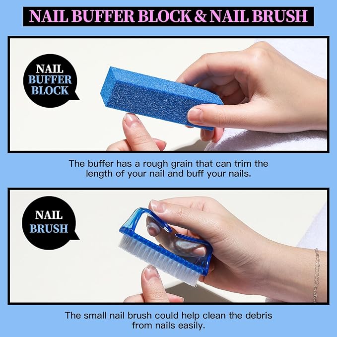 FANDAMEI Manicure Set, Nail Tools, Files 100/180, Buffer Block, Cuticle Nippers, Pusher, Peeler, Lifter for Ingrown Toenails, Toenail File, Care Kit, Blue