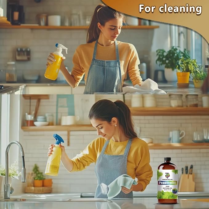 Peppermint Essential Oil (16 oz / 480 ml) – Peppermint Oils for diffusers, humidifiers, Home Baths, Cleaning Products, Yoga, DIY Soaps and DIY Scented Candles