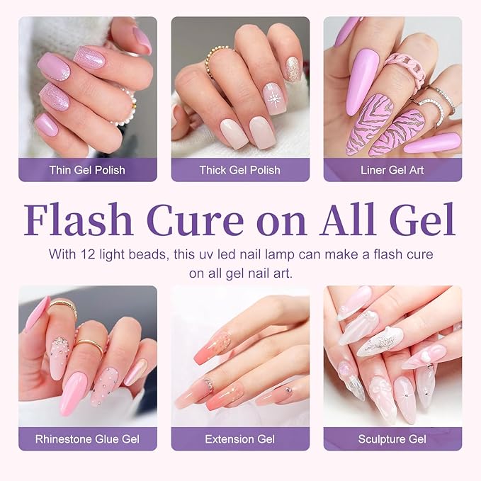 MEKK Cordless Mini UV Light for Gel Nails - 24W Rechargeable Mini UV LED Nail Lamp with Touch Control & Auto Sensor,Small Flash Cure Lamp,4 Timers,Portable Nail Light for Salon & Home-Purple