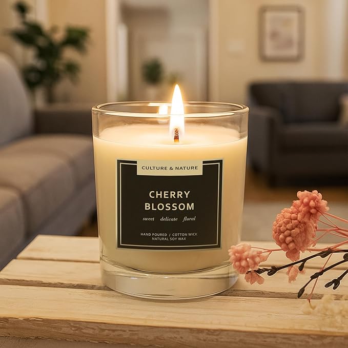 CULTURE & NATURE Natural Soy Wax Candle 7oz (Cherry Blossom)