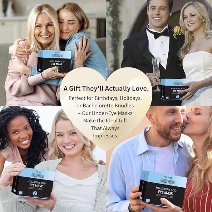 Under Eye Patches (8 Pairs), Hyaluronic Acid Eye Masks for Dark Circles Puffy Eyes Undereye Bags, Collagen Eye Patches for Wrinkles and Hydrate, Skin Care Gift for Her