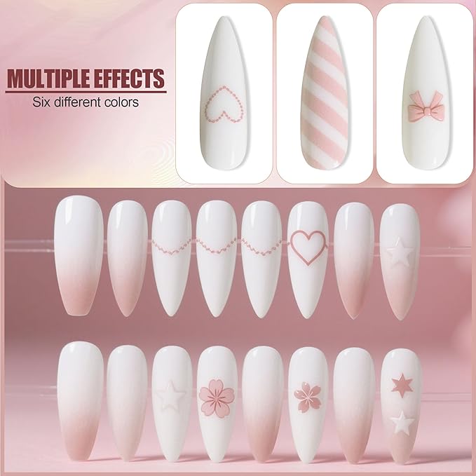 Artdone Sheer Gel Nail Polish Set Jelly UV Gel 6 Colors Translucent Milky White Pink Nude Brown Colors Nail Polish For All Seasons