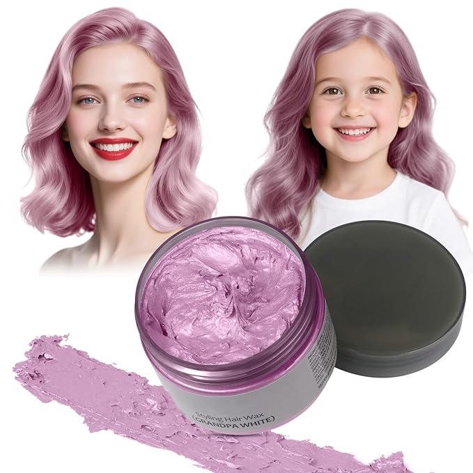 Pink Hair Color Wax - Temporary & Washable Hair Styling Mud Gel for Men, Women, Kids,For Halloween, Cosplay, Party, Crazy Hair Day & Children's Day