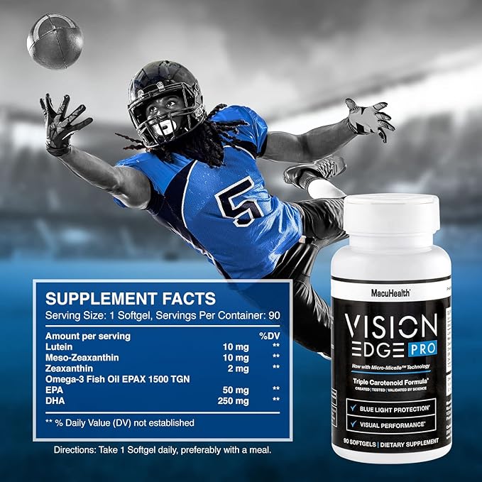 Eye Supplement for Athletes; Formula with Lutein, Zeaxanthin, and Meso-Zeaxanthin, Eye Supplements Omega 3, Essential Carotenoids for Eyes - (90 Softgels, 3 Month Supply)