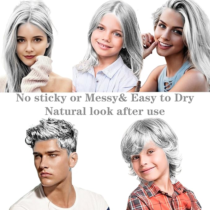 White Hair Color Wax, Temporary Washable Hair Color Dye for Kids, Temporary Dye Wax Natural Hairstyle Cream Hair Pomades for Women & Men Party Cosplay Halloween