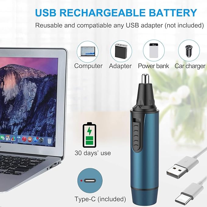 AREYZIN Ear and Nose Hair Trimmer for Men and Women Professional USB Rechargeable Nose Trimmer & Clippers Eyebrow Facial Hair Trimmer Body Grooming Kit IPX7 Waterproof Dual Edge Blades