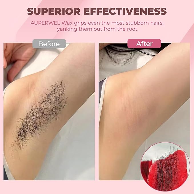 Wax Beads, 2.5 lb/40 oz Hard Wax Beads for Sensitive Skin Brazilian, Bikini, Eyebrow,Body,Legs Waxing, Painless Refill Hard Wax for Hair Removal with 20 Sticks