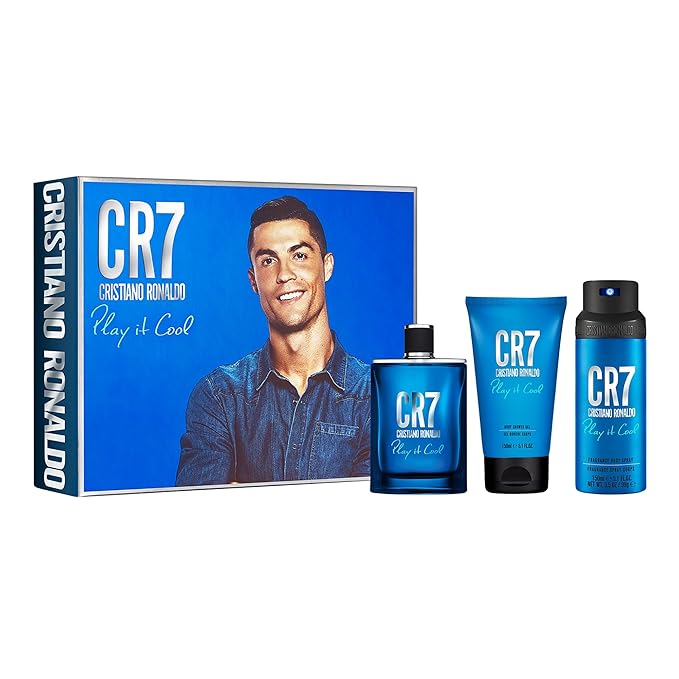 Cristiano Ronaldo Play It Cool for Men - 3 Pc Gift Set 3.4oz EDT Spray, 5.1oz Shower Gel, 4.1oz Body Spray