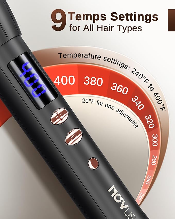 Thermal Brush Heated Round Brush: 2 in 1 Hot Hair Comb with 9 Temp Settings for Straighten and Curly Hair - Voluming Styler Tool Can Straighten, Smooth, Travelling(Black)
