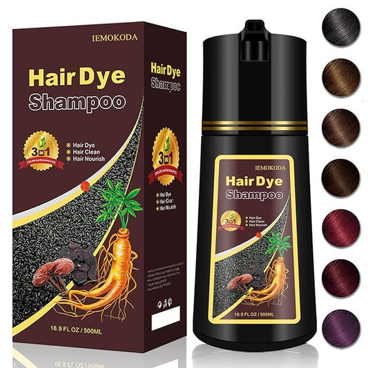 Dark Brown Plant-Based Hair Color Shampoo for Women & Men - 3 in 1 for 100% Grey Coverage in 15 Minutes, Instant Natural Dye for All Hair Types, Para Canas