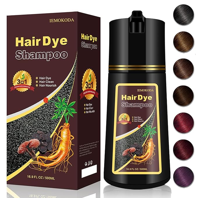 Wine Red Hair Dye Shampoo 3-in-1, Instant Shampoo Hair Dye for Women, Natural Red Shampoo for Painting Hair, Burgundy Shampoo Dye Hair Color Lasts up to 4 Weeks, Champu Para Pintar el Pelo, 16.9 Fl Oz
