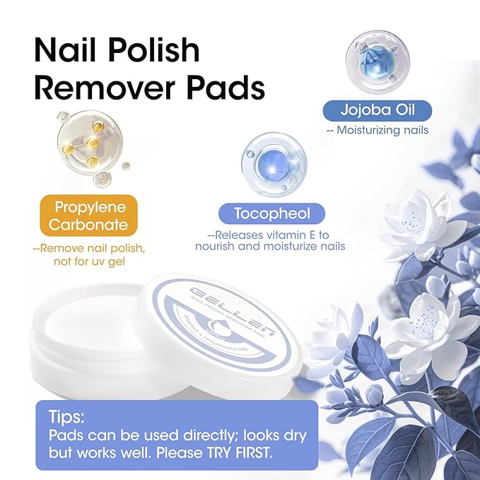 Gellen Nail Polish Remover, Dip Twist Sponge Nail Polish Remover Pot For Fingernail Toenail, Non-Acetone, Fragrance Free, 5-9s Quick Removal, Non-drying Formula Shea Butter & Vitamin E, Non-toxic