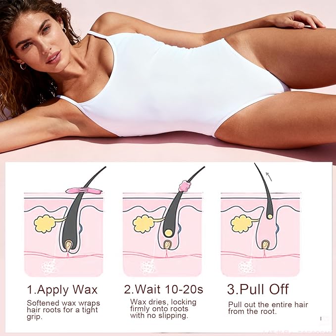 Wax Beads for Hair Removal, Auperwel 2.5lb Hard Wax Beads for Sensitive Skin with 20 Sticks, Waxing Beans for Brazilian, Bikini, Eyebrow Waxing, Painless Refill Pearl Beads for Wax Warmers Kit (Rose)