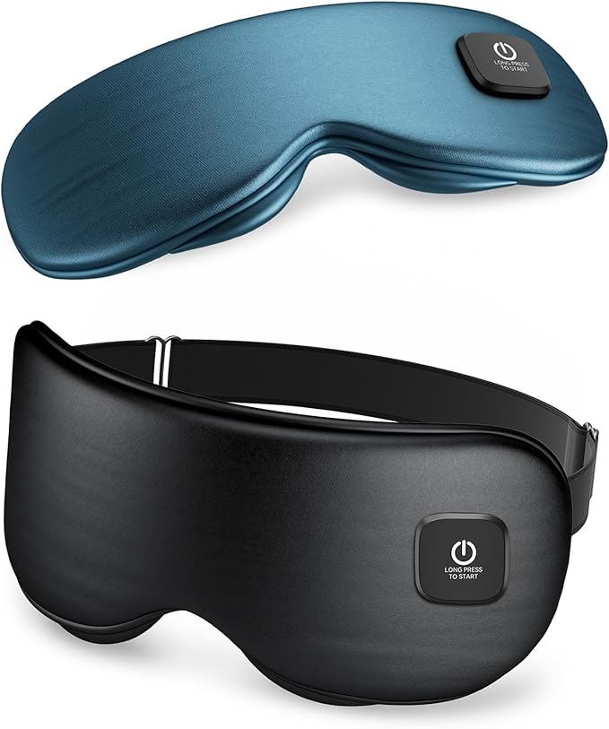 Heated Eye Mask - Cordless Eye Mask for Dry Eyes, Eye Relief, Improved Sleep, Washable Eye Heating pad for Travel and with Replaceable Shell (Black)