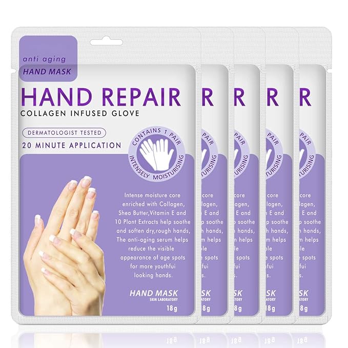 Hand Mask Moisturizing Glove 5 pack, Hydrating Masks Repair Dry Cracked Hands, Remove Dead/Rough Skin (Lavender)