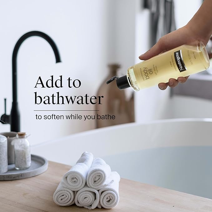 Neutrogena Body Oil Light Sesame Formula, 16 fl oz, Radiant Glow Moisturizer for Dry Skin, Bath & Shower Oil For Smooth and Hydrated Skin