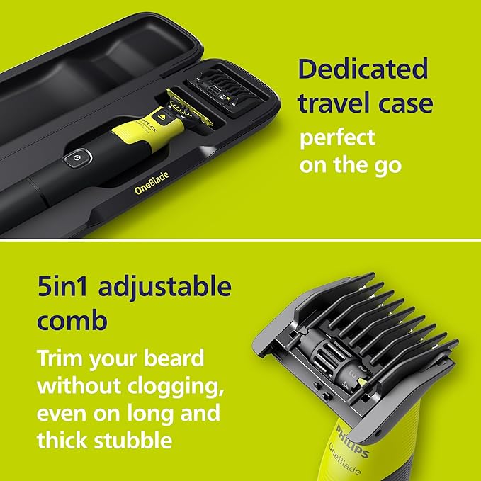 Philips Norelco OneBlade 360 with Connectivity Hybrid Face + Body, Electric Beard Trimmer, Shaver and Body Groomer with 360 Blade Tech, 2x360 Blade, 5-in-1 Comb, Body Kit, Travel Case, Model QP4631/90