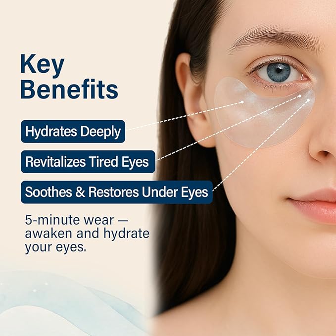 Ocean Oracle Hydrating Hydrogel Eye Patches 28 Pairs, 5-Min Soothing Eye Masks with Marine Algae & Seaweed Blend, Rejuvenating Eye Pads for Tired Eyes, Spa Relaxation Gifts for Women & Men