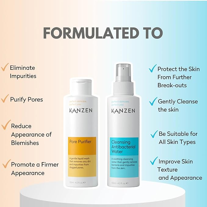 Kanzen Skincare Derma Acne Duo – Complete Skincare Set with Cleansing Water & Pore Purifier for Clearer Skin