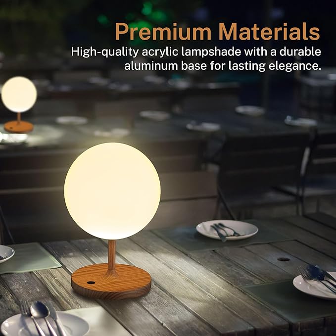 Cordless Lamp, 5000mAh Battery Operated Rechargeable Table Lamp with Power Bank, Touch Dimmable 3 Color Temperatures, IP44 Waterproof Shower Lamp for Kitchen, Bathroom, Indoor Or Outdoor Use 9.6in