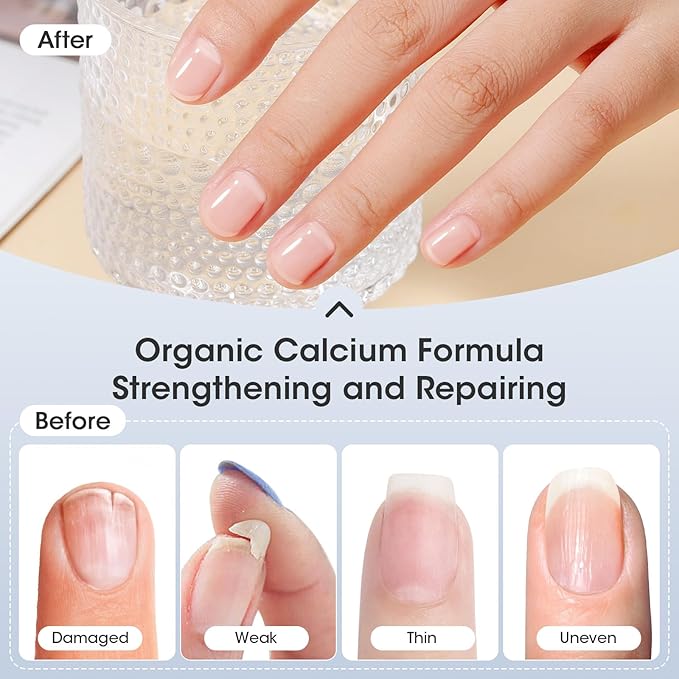 GELLEN Clear Nail Polish Base Coat, Calcium-Formula Nail Base Coat Strengthener Strengthens Nails, Anti-yellowing, Quick Air Dry, No UV Gel, Hema Free, Non-toxic, No Chip, Long Lasting, Protect Nails