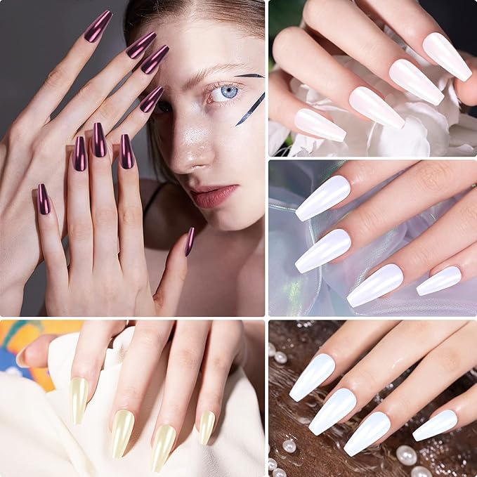 Artdone Chrome Nail Powder Metallic Mirror Effect Pigment Chrome Iridescent Aurora Nail Glitter Mermaid Pearl Glitter Dust Kit for Gel Polish Nail Art Decoration, Resin Craft