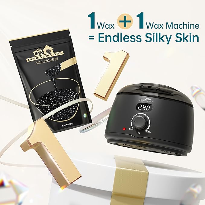 Lifestance Hard Waxing Beads for Large Areas - 1lb Blackberry Coarse Hair Removal for Underarm, Leg, Body, Brazilian Bikini at Home for Women and Men