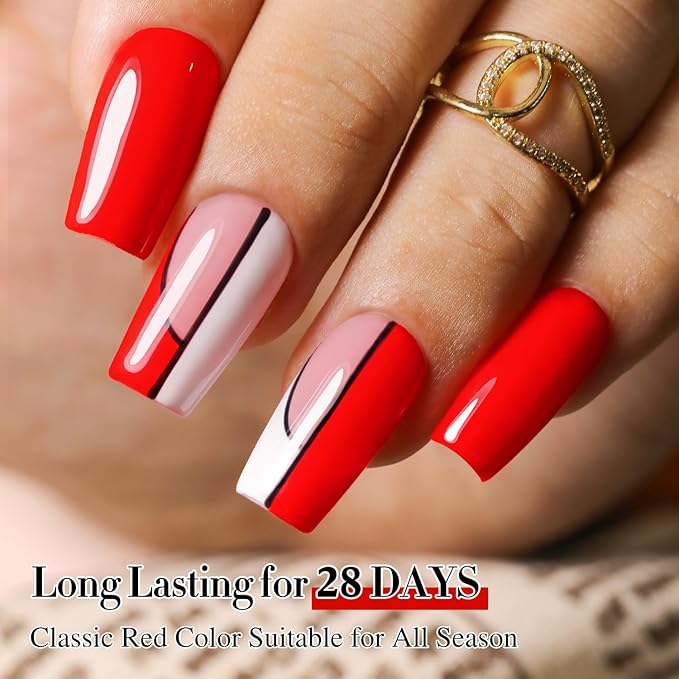 Double Rhythm 15ML Gel Nail Polish Pure Sheer Same Color Same Bottle Soak Off Gel Polish Art Manicure Salon DIY at Home for Women (Neon Red-A1422)