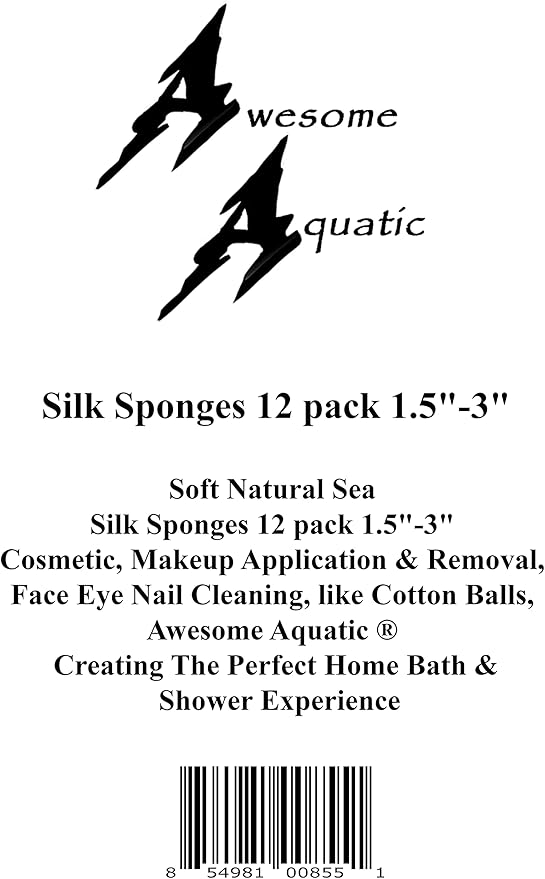 Soft Natural 12 Silk Sponges 1.5"-3" Cosmetic Makeup Application Removal Face Eye Nail Cleaning Like Cotton Balls Awesome Aquatic Creating The Perfect Bath & Shower (12 Pack 1.5"-3" Silk)