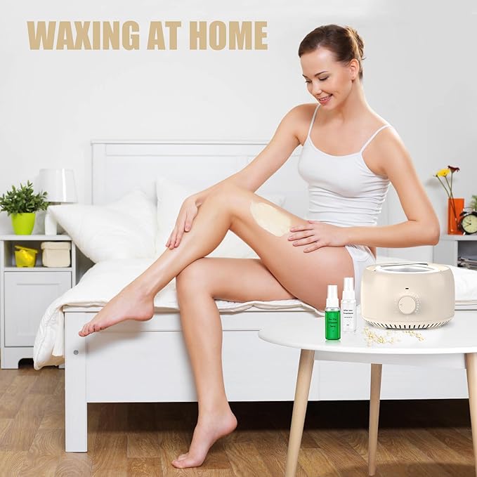 Waxing Kit - Wax Warmer for Hair Removal, Hard Wax Kit with 14oz 5 Bags Hard Wax Beans for Full Body, Legs, Face, Eyebrows, Bikini, Brazilian Waxing Kit for Women Men