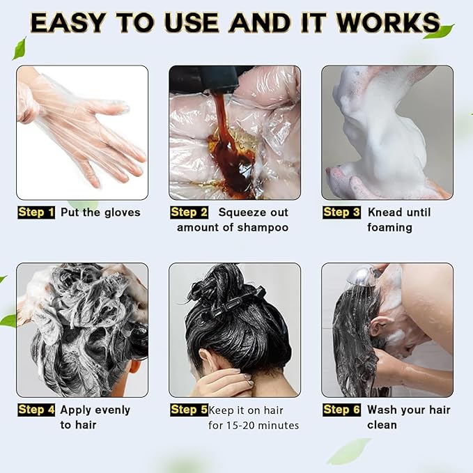 IIIMEIDU Hair Dye Shampoo for Gray Hair, 3 in 1 Herbal Ingredients Natural Dye for Women Men, Grey Coverage 500ml Chestnut Brown 1