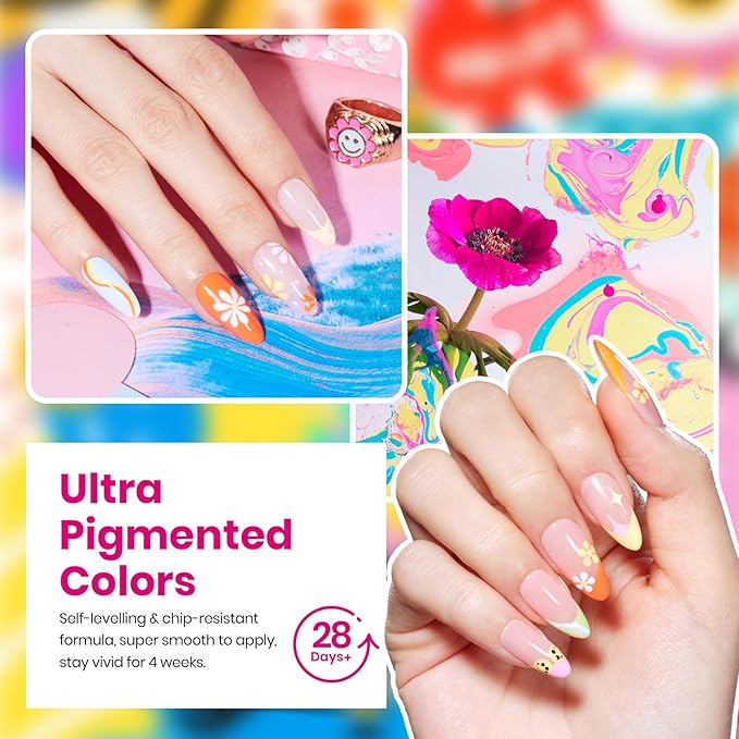 beetles Gel Polish Doodle Dreams - Gel Nail Polish Set Orange Red Purple Nude White Black Blue 25 Colors with Base Glossy Matte Top Coat UV LED Soak Of Gifts for Women Girls