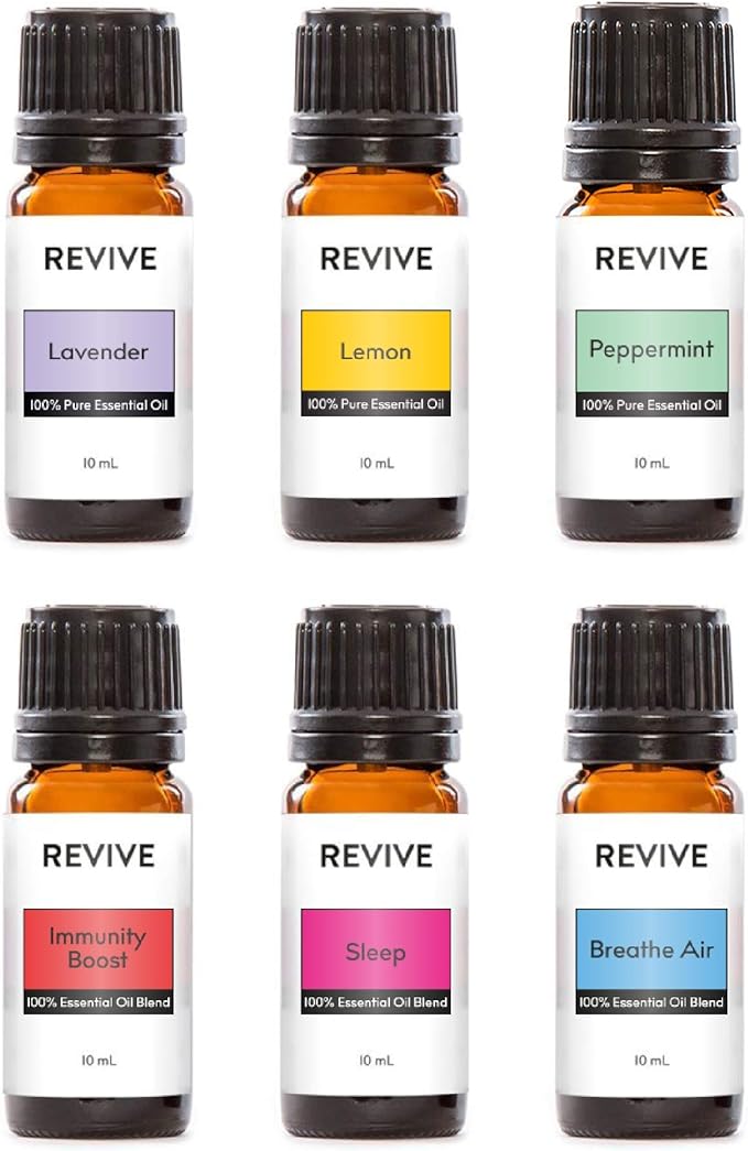 Aromatherapy Kits by Revive Essential Oils - 100% Pure Therapeutic Grade, Diffuser, Massage, Aromatherapy (Basics Kit)