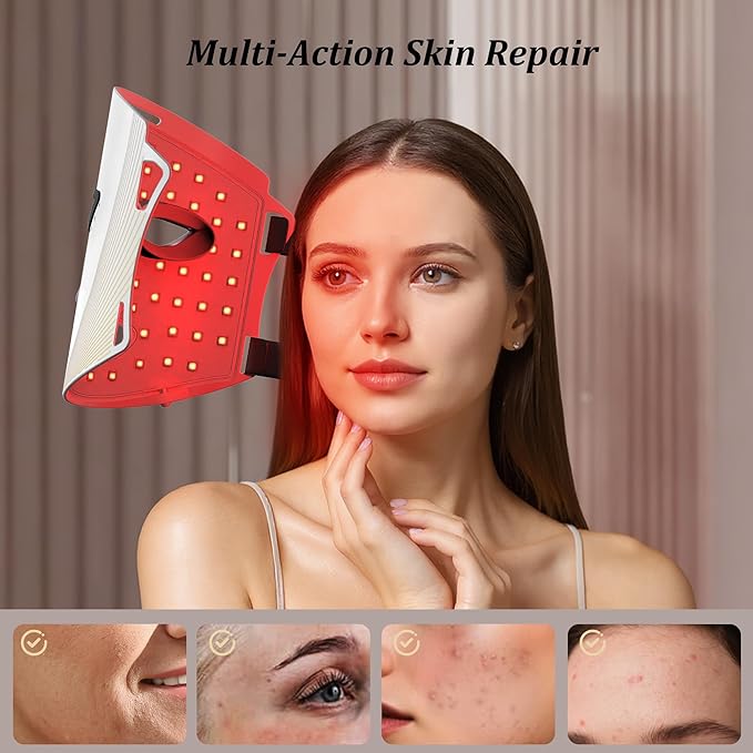 CUEME LED Light Therapy Mask, FDA-Cleared Red Light Therapy for Wrinkles, Acne Treatment, and Skin Care, Portable Facial Mask for Women - Mom, Sister, Girlfriend and Wife