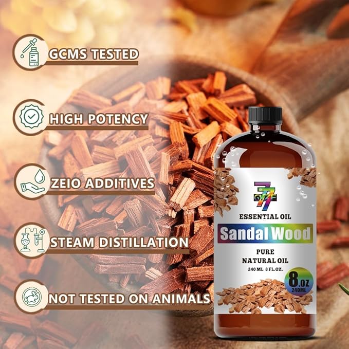 Sandalwood Essential Oil (8 oz / 240 ml) – Sandalwood Oils for diffusers, humidifiers, Home Baths, Cleaning Products, Yoga, DIY Soaps and DIY Scented Candles