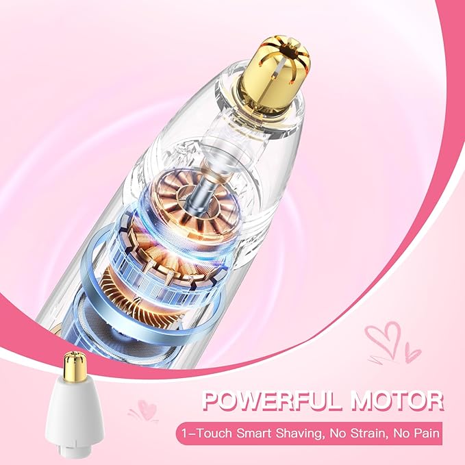 Trimma Nose Hair Trimmer for Women: 3 in1 Rechargeable Womens Facial Hair Remover and Electric Eyebrow Trimmer - Face Lips Eyebrow Nose Ear Body Painless Face Shaver with Built-in LED Light