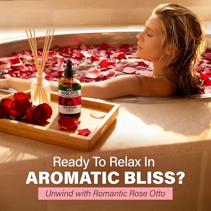 KUKKA Rose Otto Essential Oils - 4 Fl Oz - for Hair, Skin, Diffuser, Aromatherapy & DIY Soap Making Scent