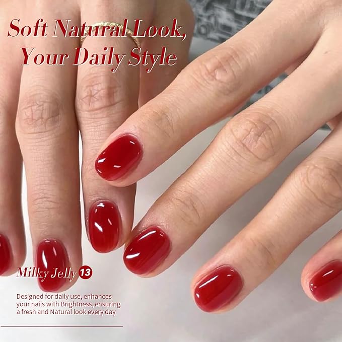 Born Pretty Jelly Burgundy Gel Nail Polish Blood Wine Red Gel Polish Translucent Halloween Christmas Nail Gel Soak Off Hema-Free Gel Polish U V Light Cure for Nail Art DIY 15ML